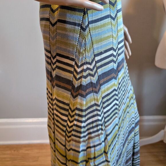 Vintage Y2K BCBGMAXAZRIA Knit Dress Halter Maxi Chevron Silk Summer Size XS - Picture 10 of 13